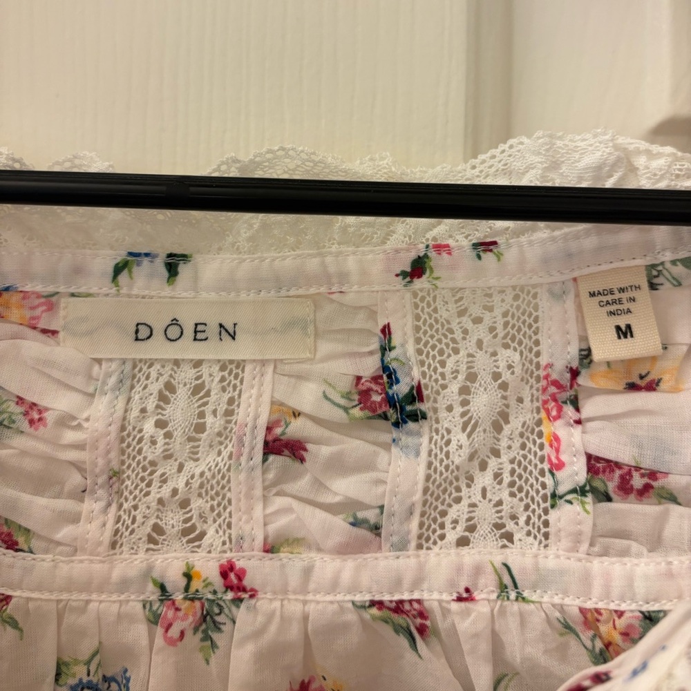 Doen White Floral Puff-Sleeve Blouse - Picture 2 of 4